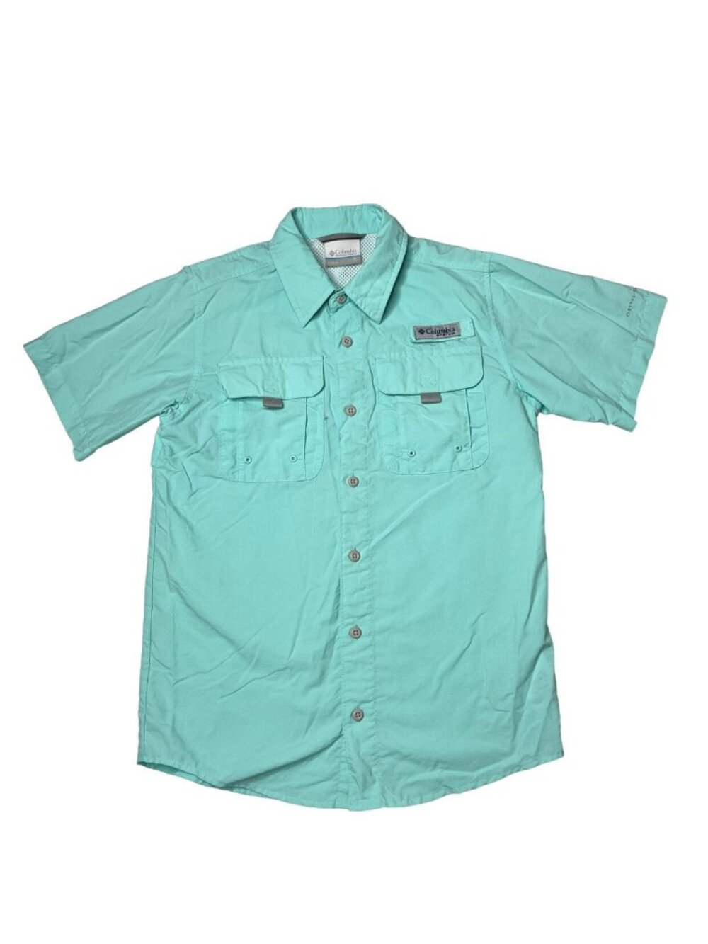 Columbia Bahama Sun Shading Shirt Boys Teal Short Sleeve Nylon Size M 10/12
